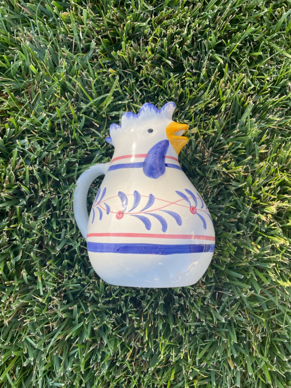 Vintage Hand-Painted Italian Pottery Chicken Pitcher Made In Italy For Neuwirth